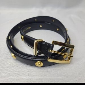 Tarox Leather Belt Black with Gold Coins, Size L